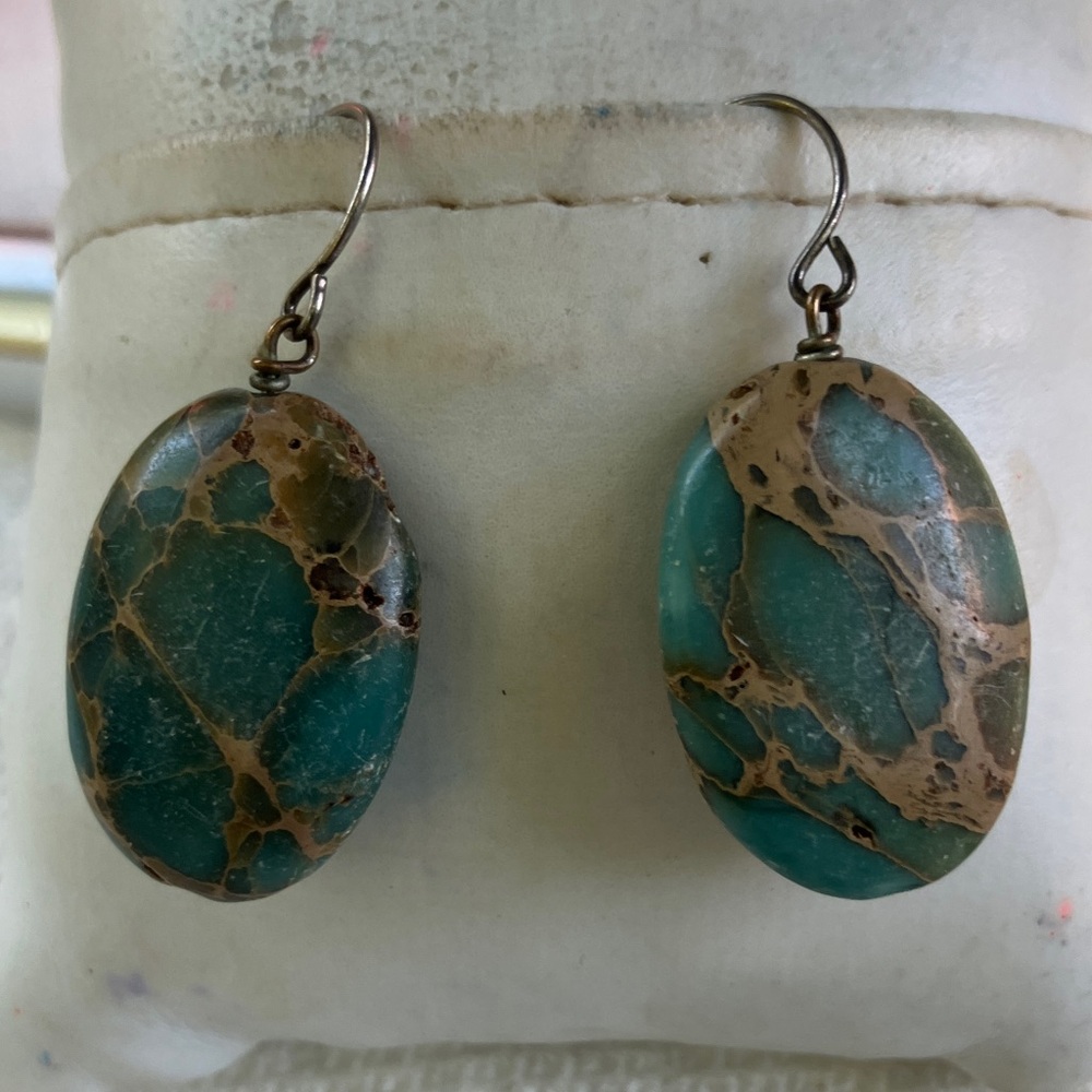 Vintage Artisan Variscite Drop Earrings